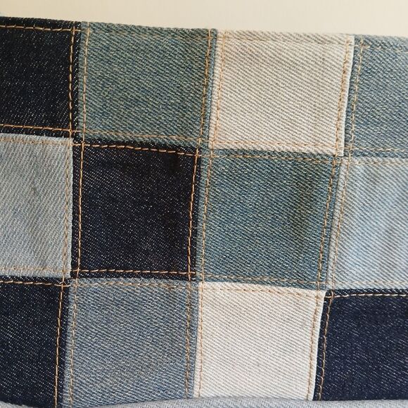 Y2K American Eagle Patchwork Blue Denim Shoulder Bag Jean Purse 5.5"x10" - Picture 3 of 11